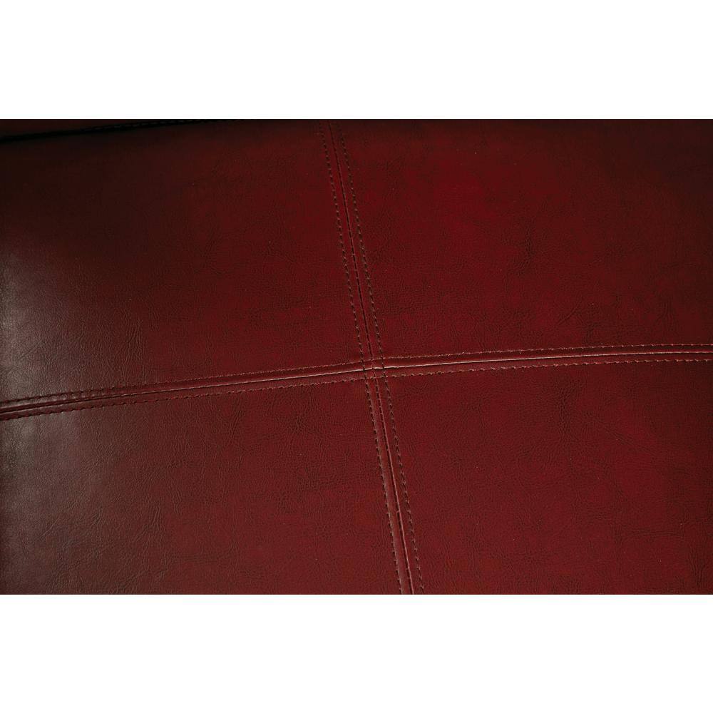 Crimson Red Leather Accent Chair with Wood Legs