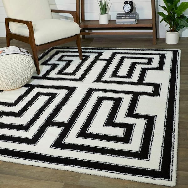 Vincent White 8 ft. x 10 ft. Art Deco Area Rug