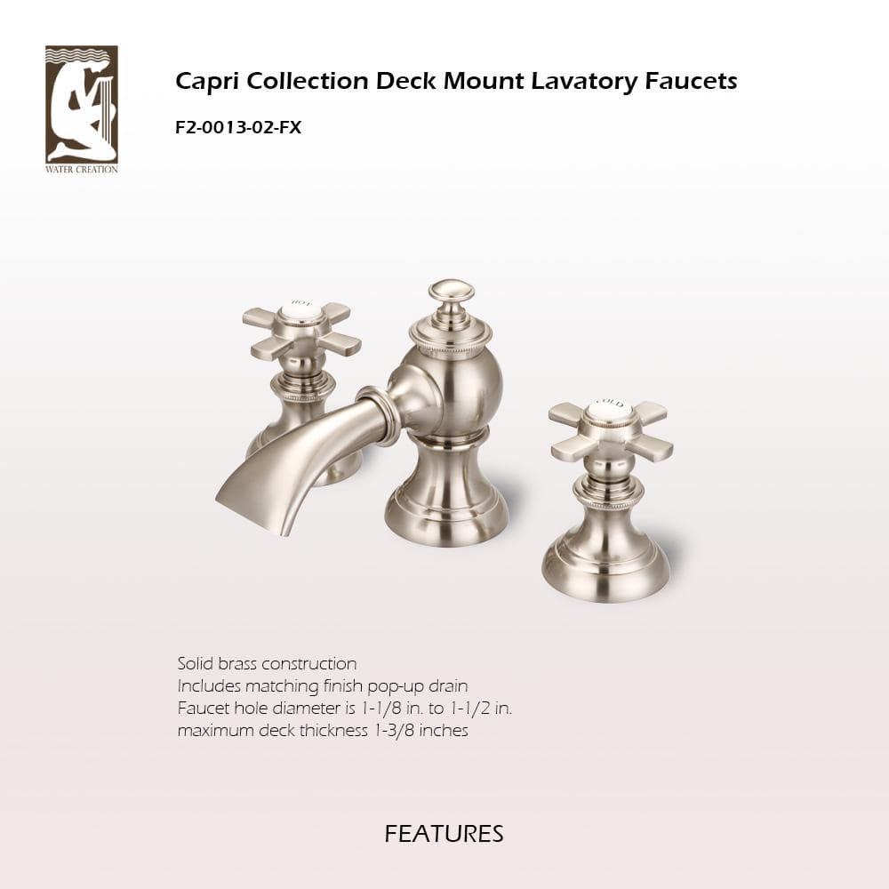 Brushed Nickel Widespread Bathroom Faucet with Cross Handles
