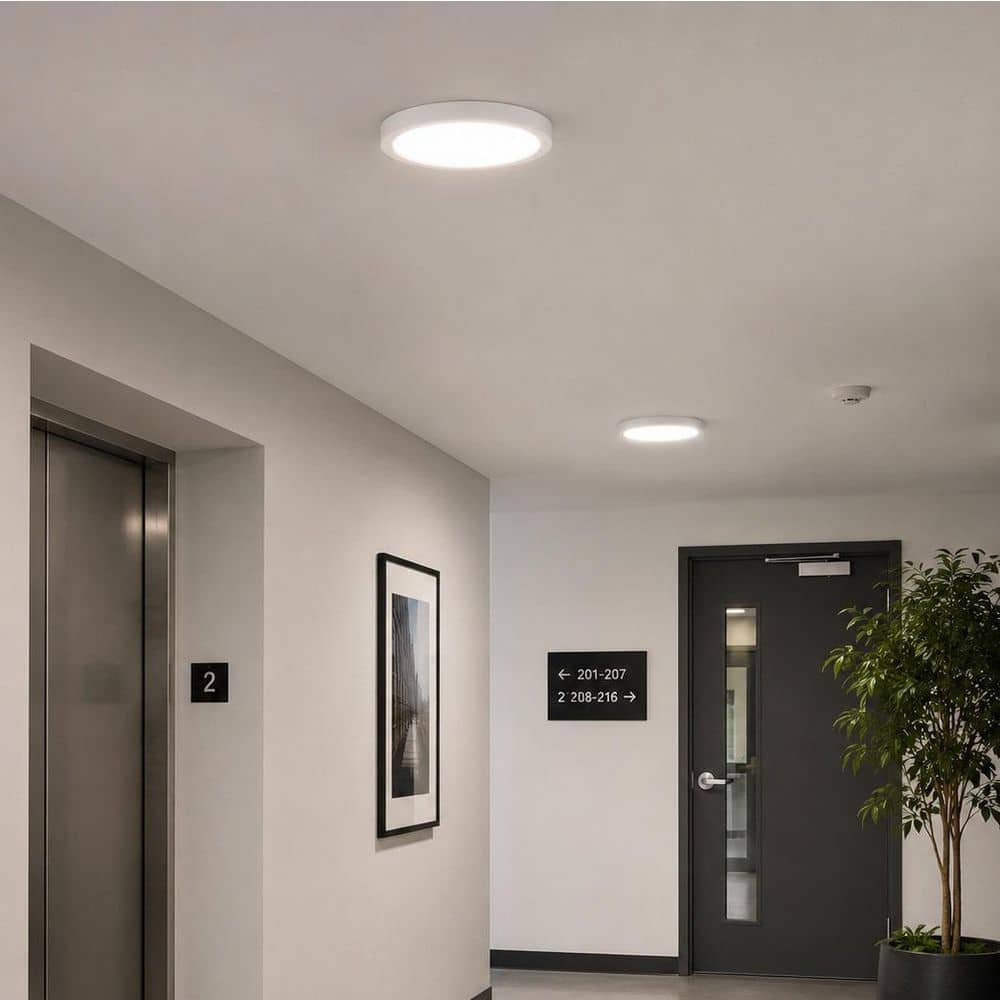 11 in. 21-Watt Round Matte White Integrated LED Flush Mount 27K/30K/35K/40K/50K CCT Flat Panel Ceiling Light Fixture