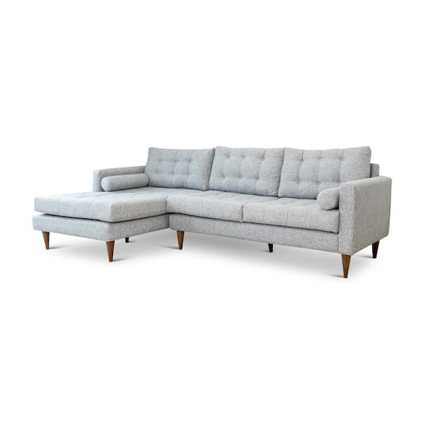 Ashcroft Furniture Co Whitney 100 in. W Square Arm 2-piece Fabric L Shaped Modern Living Room Corner Sectional Sofa in Gray