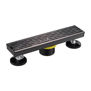 12 in. Stainless Steel Linear Shower Floor Drain with Slot Pattern Drain Cover in Oil Rubbed Bronze
