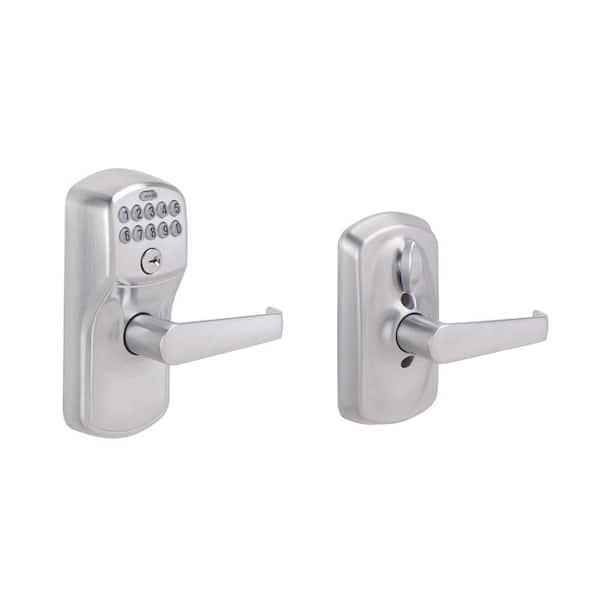 Schlage Plymouth Satin Chrome Electronic Keypad Door Lock with Elan Handle and Flex Lock