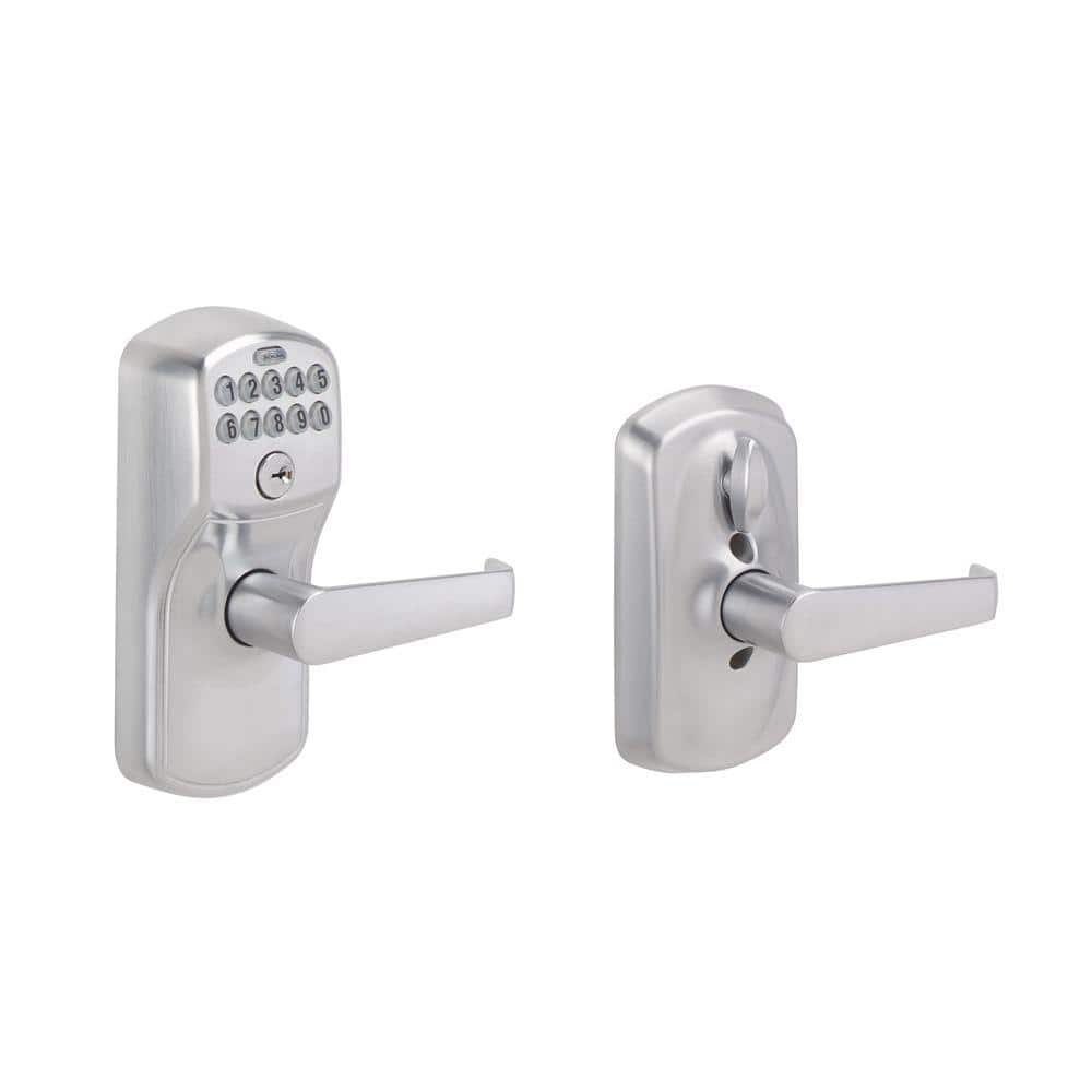 Schlage FE595 PLY 626 JAZ Plymouth Keypad Entry with Flex-Lock and Jazz Style Levers Brushed Chrome 