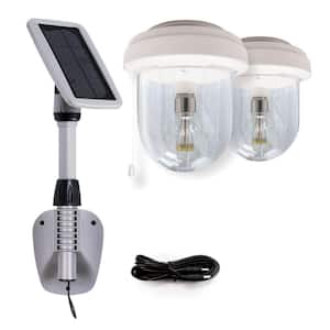 Light My Shed IV Solar LED Area Light with 2-Light Integrated Bright White Light Bulb for Storage Sheds and Barn