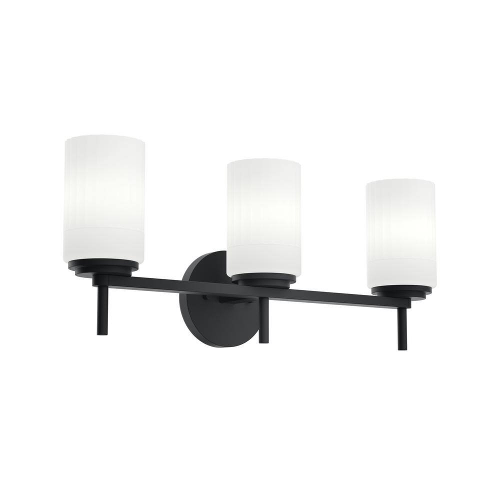 UPC 737995002763 product image for Zagara 22 in. 3 Light Matte Black Modern Bathroom Vanity Light with Satin Etched | upcitemdb.com