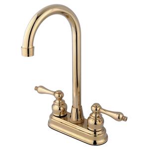 Victorian Two Handle Bar Faucet in Polished Brass