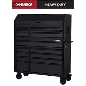 Husky Heavy-Duty 52 in. W 15-Drawer Matte Blue Steel Rolling Tool