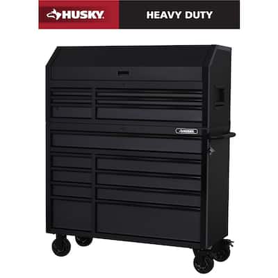 Tool Storage 52 in. W x 20 in. D Heavy Duty Rolling Tool Chest Combo in Matte Black