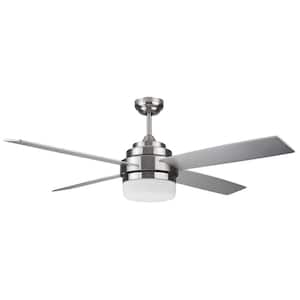 Cali 52 in. Indoor 4-Blade Brushed Nickel Contemporary LED Ceiling Fan with Light Kit and Remote Control