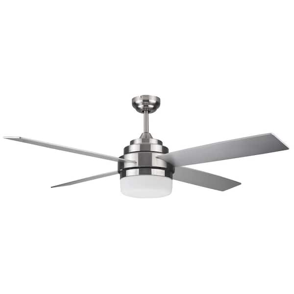 Design House Cali 52 in. Indoor 4-Blade Brushed Nickel Contemporary LED Ceiling Fan with Light Kit and Remote Control