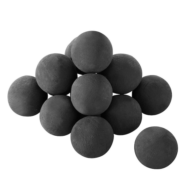 Ceramic Balls, 3 in. 15-Pieces Round Fire Stones, Reusable Lava Rocks Indoor and Outdoor Use, Decorative Fire Pit Rocks