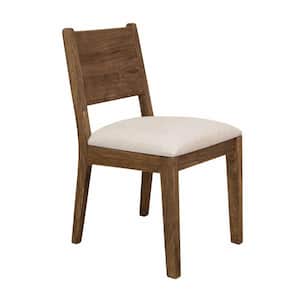Brown and Beige Polyester Wooden Frame Dining Chair (Set of 2)
