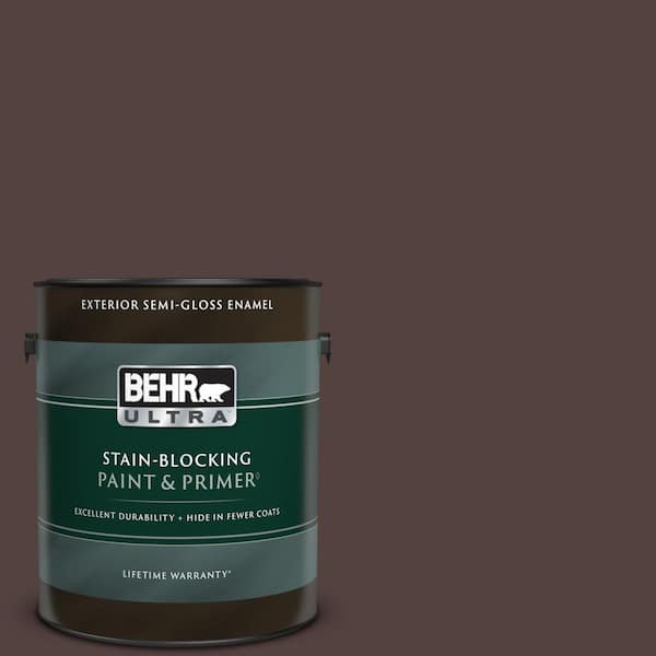 BEHR ULTRA 1 gal. #BNC-21 Double Espresso Semi-Gloss Enamel Exterior Paint & Primer