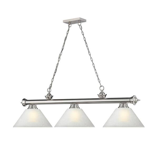 Brushed nickel store pool table light