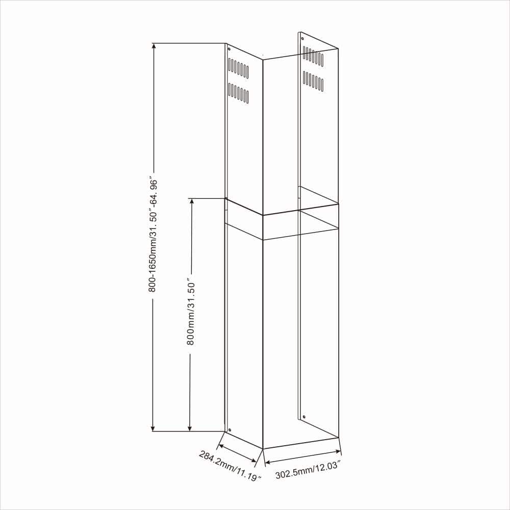Stainless Steel Wall Mounted Range Hood Chimney Extension