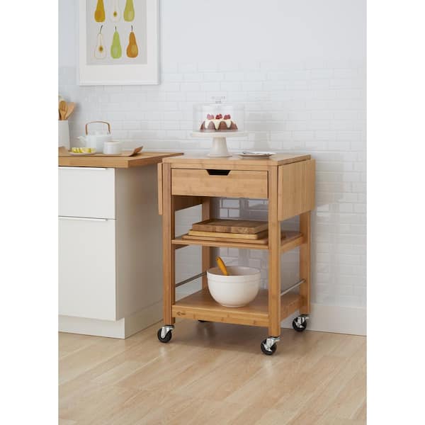 Bamboo Kitchen Cart with Drop Leaf