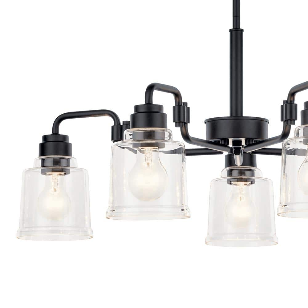 Aivian 30'' Black and Clear Glass 5-Light Chandelier
