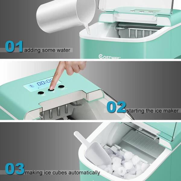 Costway Portable Ice Maker Machine Countertop 26Lbs/24H Self-cleaning w/  Scoop Green 