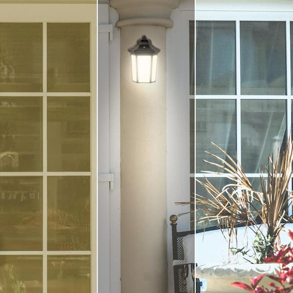 8 in. 1-Light Black Outdoor Weather Resistant Integrated LED Lantern Flush Mount Selectable CCT (1-Pack)
