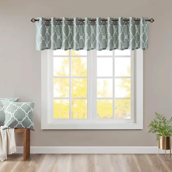Madison Park Westmont 18 in. L x 50 in. W in Seafoam/White Polyester Light Filtering Valance