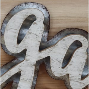 Gather Rusitic Wood and Galvanized Metal Wall Decorative Sign