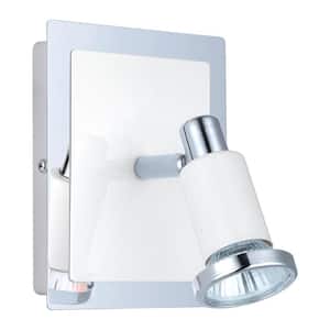 Eridan 1-Light Chrome and Glossy White Surface Mount Wall Light with On/Off Switch