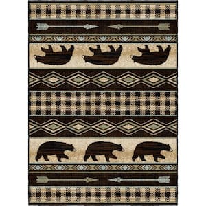 Lodge King Bear Down Antique 5 ft. x 8 ft. Lodge Area Rug