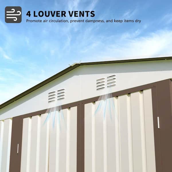10 ft.W x 8 ft.D Outdoor Metal Storage Shed, Tool Garden Shed with