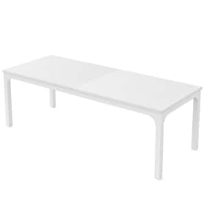 Roesler White Wood 4 Legs 78.7 in. W Long Dining Table Seats 8 for Kitchen Dining Room