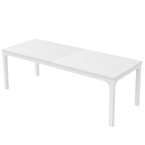 BYBLIGHT Roesler White Wood 4 Legs 78.7 in. W Long Dining Table Seats 8 for Kitchen Dining Room