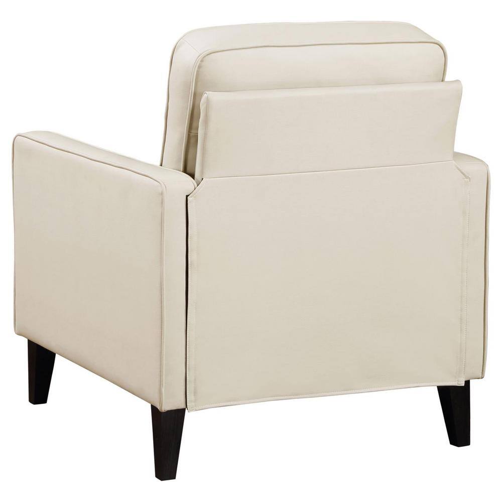 Cream Faux Leather Transitional Club Accent Chair
