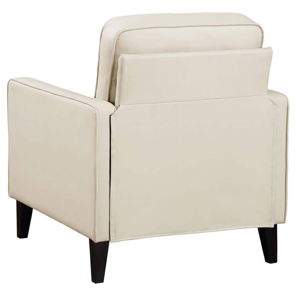 Cream Faux Leather Transitional Club Accent Chair