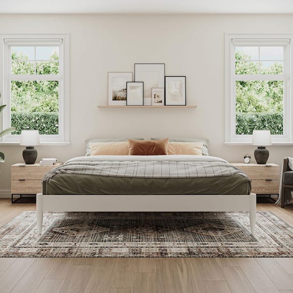 AFI Key West Basic White Solid Wood Frame King Platform Bed
