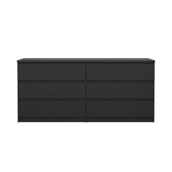 Scottsdale Black Matte 6 Drawers 60.55 in. Dresser Without Mirror