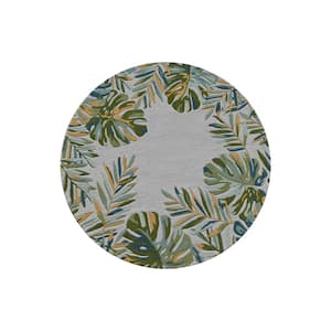 Kai Light Blue 6 ft. Tropical and Transitional Hand-Tufted Wool Area Rug