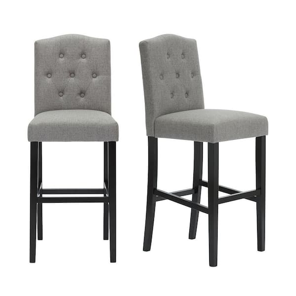 Beckridge Charcoal Gray Upholstered Bar Stools with Tufted Back (Set of 2)