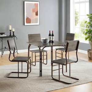 5-Piece Wood Table and 4 Chairs, Modern Dining Table Furniture Set for Home, Kitchen, Dining Room in Gray