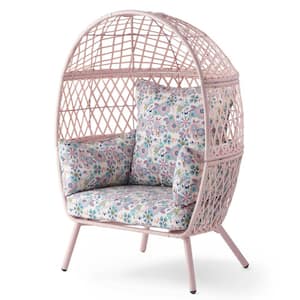 21.65 in. D x 27.17 in. W Kid's Ventura Wicker Outdoor Pink Stationary Egg Chair