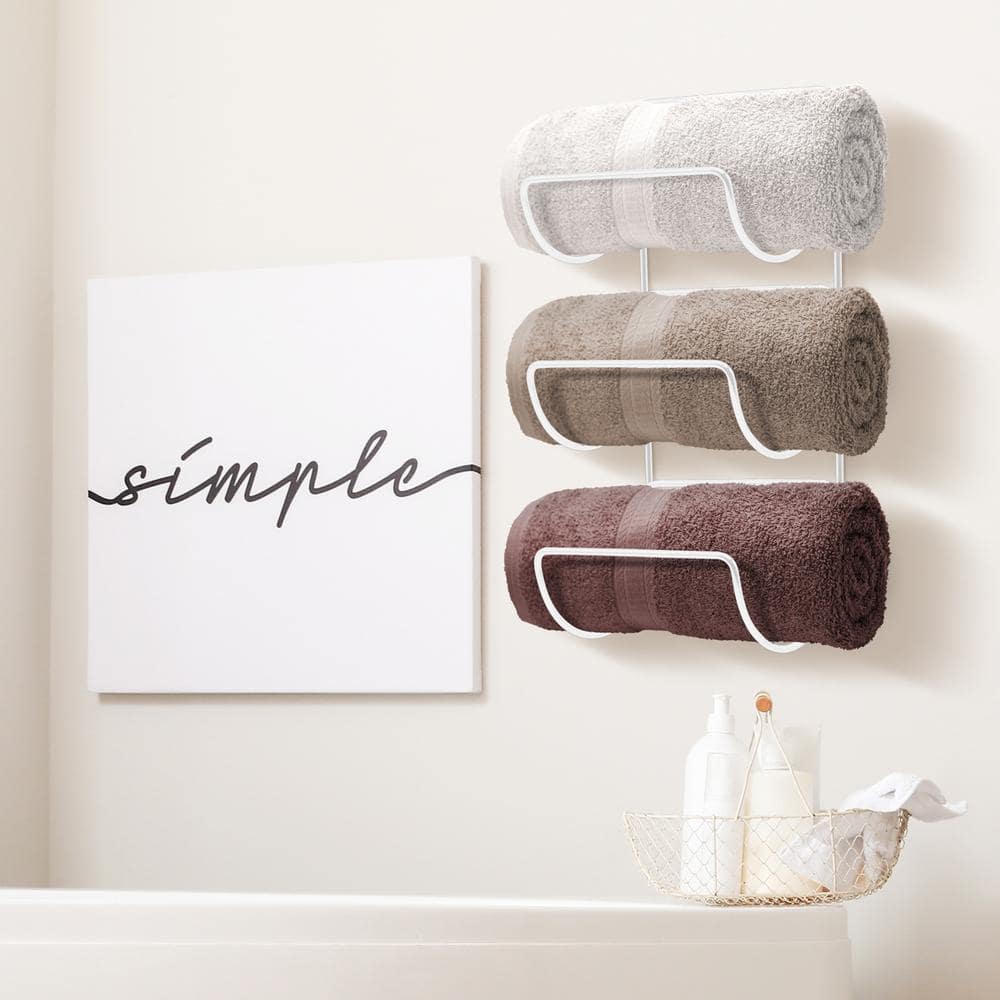 Matte White Wall Mounted Iron Towel Rack Set of 2