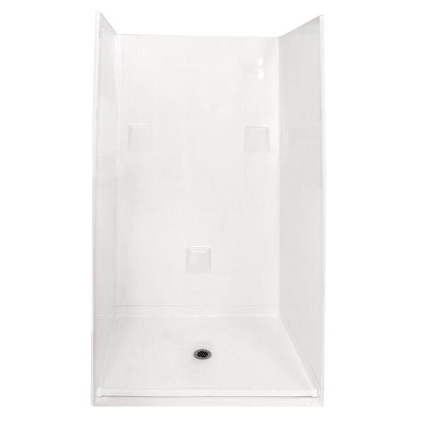 Ella Standard 37 in. x 48 in. x 78 in. Barrier Free Roll-In Shower Kit in White with Center Drain