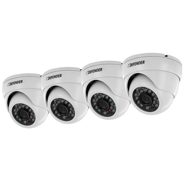 Defender Pro 800TVL Ultra High Resolution Widescreen Indoor/Outdoor Dome Security Cameras (4-Pack)