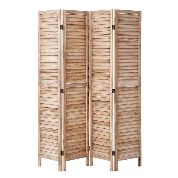 4-Panel Wood Room Divider, 66.9 in. Tall Folding Privacy Screen, Indoor Wooden Partition for Home, Office, Restaurant