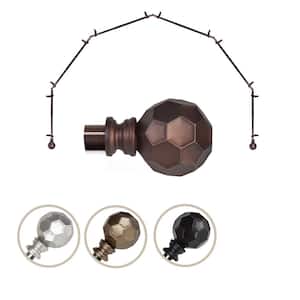 13/16'' Dia Adjustable 6 Sided Bay Window Curtain Rod 28 to 48'' (each side) in Cocoa with Elliana Finials