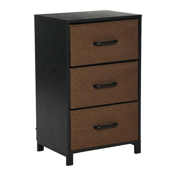 HOUSEHOLD ESSENTIALS Bedside Collection Black and Brown 25.8 in. Accent Cabinet