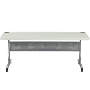 Wyatt Flip-Fold 24 in. x 72 in. Training Folding Table, Speckled Grey, Blow Molded Plastic Top, Steel Frame