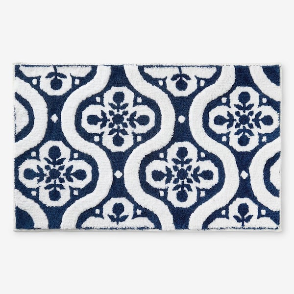 The Company Store Tufted Medallion 24 in. x 40 in. Blue Multi 02 Bath Rug