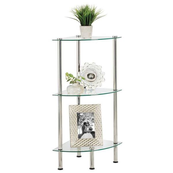 Dracelo 10.6 in. W x 6.7 in. D x 17.7 in. H 3-Tier Corner Chrome +