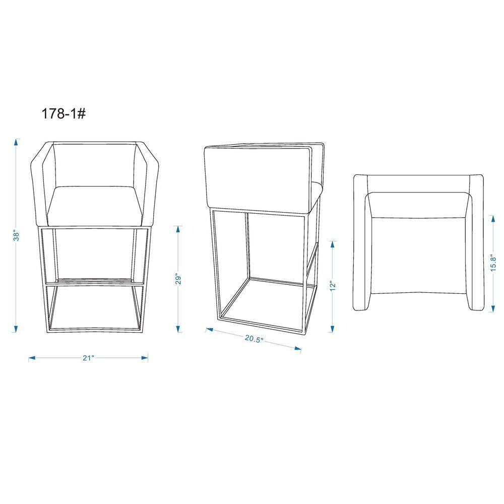 Embassy Geometric Black Steel and Grey Faux Leather Barstool Set