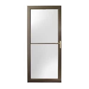 36 in. x 80 in. 3000 Series Terratone Right-Hand Self-Storing Easy Install Aluminum Storm Door with Brass Hardware